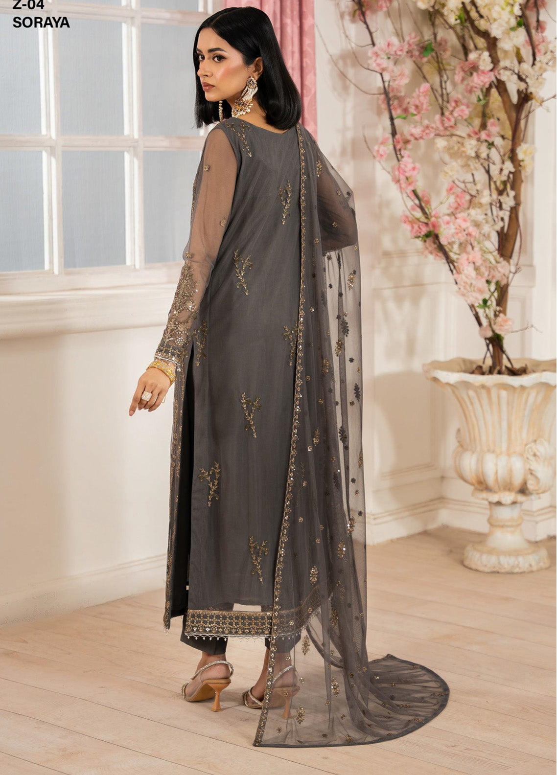 Heer By Zarif Embroidered Net 3 Piece Unstitched Suit ZF25HF Z-04 SORAYA Heer By Zarif Embroidered Net 3 Piece Unstitched Suit ZF25HF Z-04 SORAYA