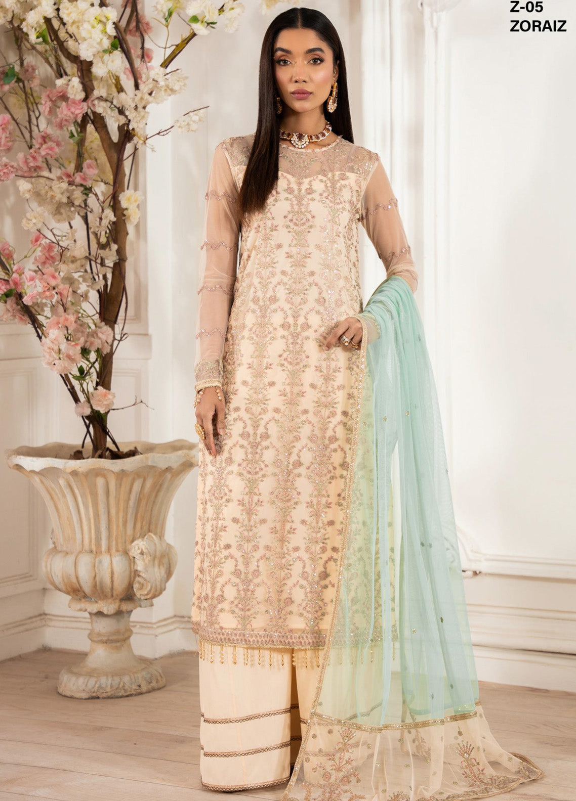 Heer By Zarif Embroidered Net 3 Piece Unstitched Suit ZF25HF Z-05 ZORAIZ Heer By Zarif Embroidered Net 3 Piece Unstitched Suit ZF25HF Z-05 ZORAIZ