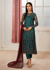 Heer By Zarif Embroidered Net 3 Piece Unstitched Suit ZF25HF Z-06 NUHA