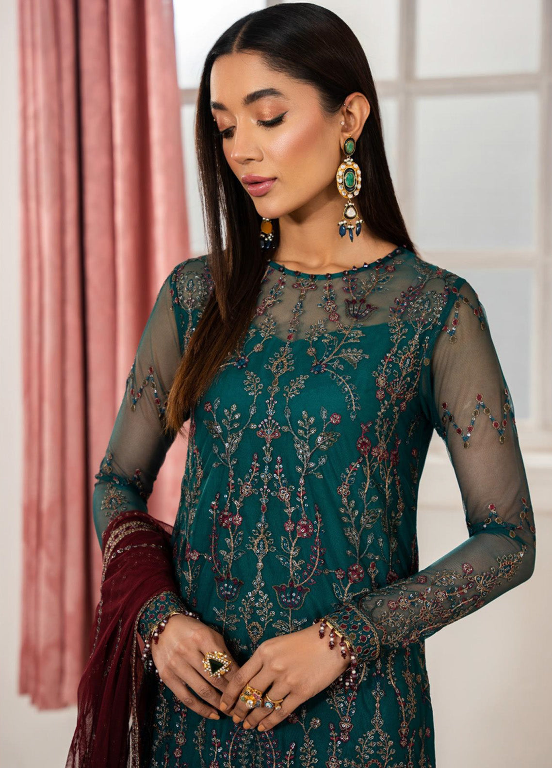 Heer By Zarif Embroidered Net 3 Piece Unstitched Suit ZF25HF Z-06 NUHA Heer By Zarif Embroidered Net 3 Piece Unstitched Suit ZF25HF Z-06 NUHA