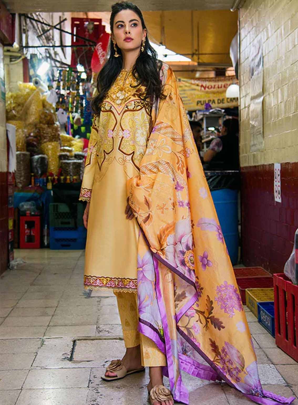 Hemline La Dolce By Mushq Printed Lawn 3 Piece Unstitched Suit MQ25HLDV2 D-3A BLOSSING ALMOND Hemline La Dolce By Mushq Printed Lawn 3 Piece Unstitched Suit MQ25HLDV2 D-3A BLOSSING ALMOND