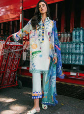 Hemline La Dolce By Mushq Printed Lawn 3 Piece Unstitched Suit MQ25HLDV2 D-5B FLAMING ROSES