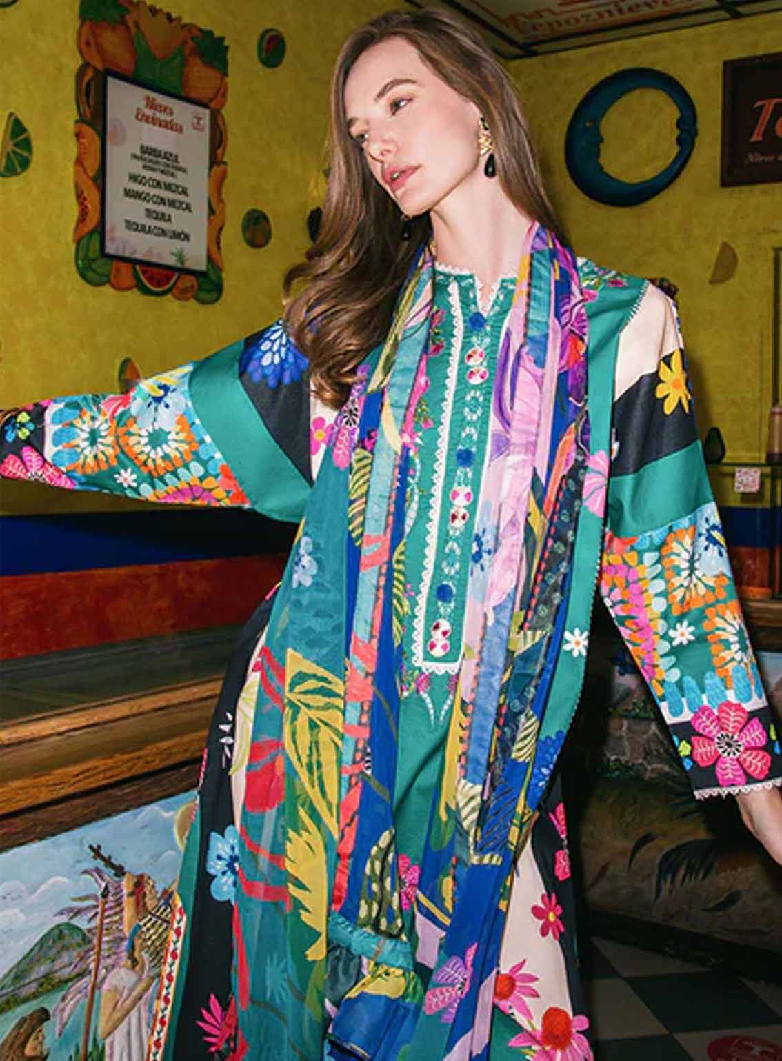 Hemline La Dolce By Mushq Printed Lawn 3 Piece Unstitched Suit MQ25HLDV2 D-7A WATER DANCERS Hemline La Dolce By Mushq Printed Lawn 3 Piece Unstitched Suit MQ25HLDV2 D-7A WATER DANCERS