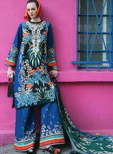 Hemline La Dolce By Mushq Printed Lawn 3 Piece Unstitched Suit MQ25HLDV2 D-8B LIFE OF IRISES
