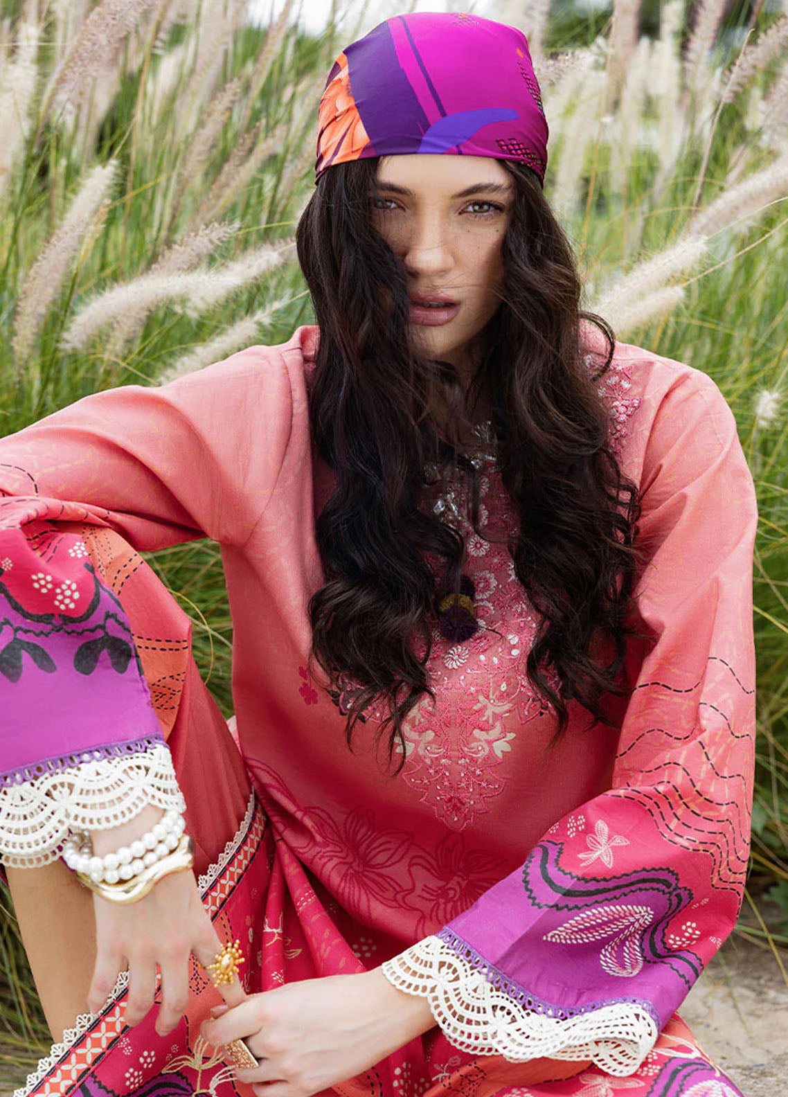 Hemline Mirasol By Mushq Printed Cambric 3 Piece Unstitched Suit MQ25HLMPC D-3B AMBER LUZ Hemline Mirasol By Mushq Printed Cambric 3 Piece Unstitched Suit MQ25HLMPC D-3B AMBER LUZ