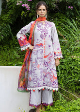 Hemline Mirasol By Mushq Printed Cambric 3 Piece Unstitched Suit MQ25HLMPC D-4A LUNA PLATA