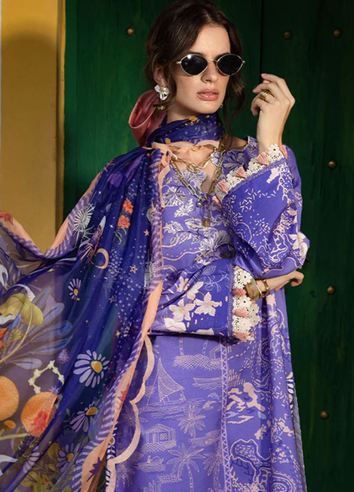 Hemline Mirasol By Mushq Printed Cambric 3 Piece Unstitched Suit MQ25HLMPC D-4B ALMA MIA Hemline Mirasol By Mushq Printed Cambric 3 Piece Unstitched Suit MQ25HLMPC D-4B ALMA MIA