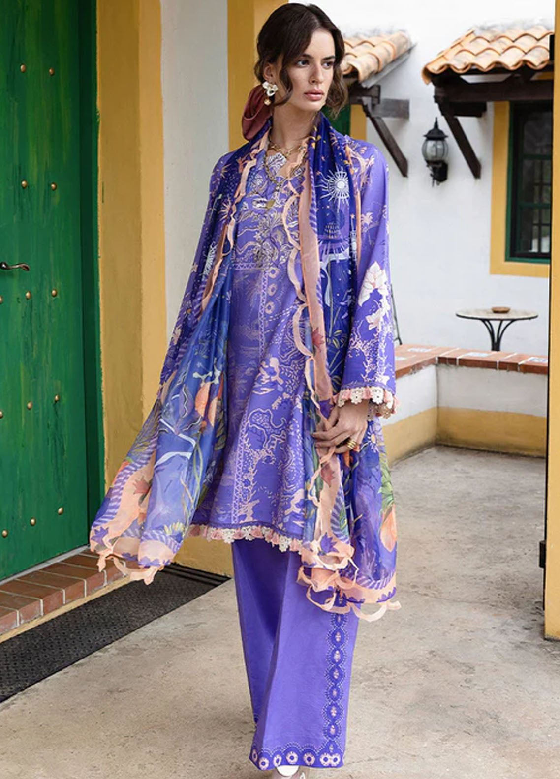 Hemline Mirasol By Mushq Printed Cambric 3 Piece Unstitched Suit MQ25HLMPC D-4B ALMA MIA Hemline Mirasol By Mushq Printed Cambric 3 Piece Unstitched Suit MQ25HLMPC D-4B ALMA MIA