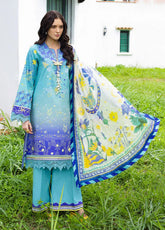 Hemline Mirasol By Mushq Printed Cambric 3 Piece Unstitched Suit MQ25HLMPC D-5B MAR AZUL