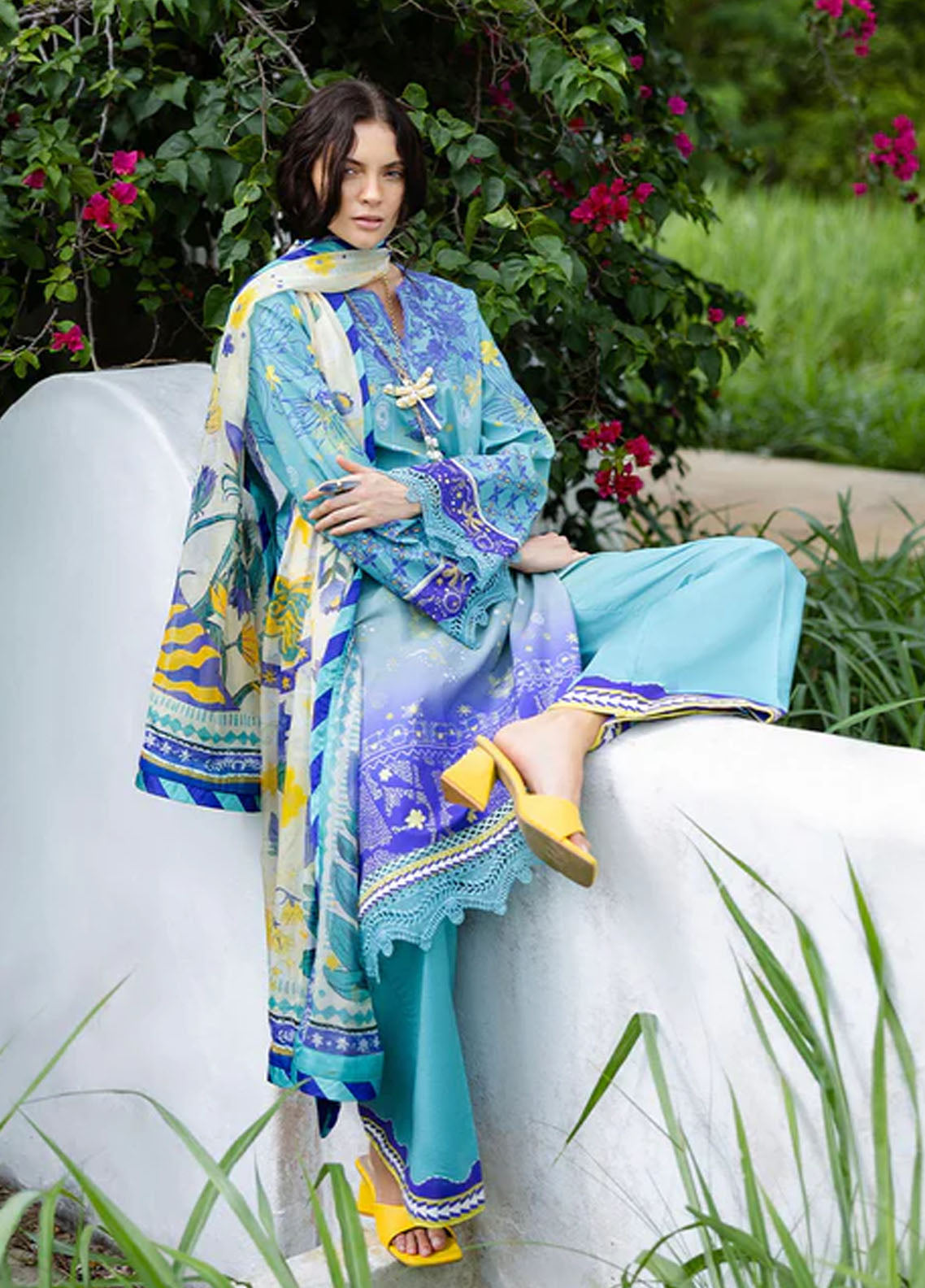 Hemline Mirasol By Mushq Printed Cambric 3 Piece Unstitched Suit MQ25HLMPC D-5B MAR AZUL Hemline Mirasol By Mushq Printed Cambric 3 Piece Unstitched Suit MQ25HLMPC D-5B MAR AZUL
