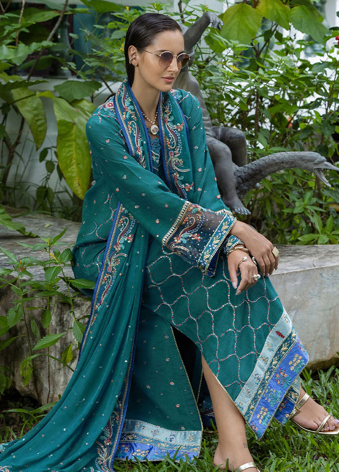 Hemline Nuvera By Mushq Embroidered Raw Silk 3 Piece Unstitched Suit MQ25HLNRS D-09 VALENE Hemline Nuvera By Mushq Embroidered Raw Silk 3 Piece Unstitched Suit MQ25HLNRS D-09 VALENE
