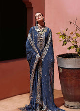 Hemline Nuvera By Mushq Embroidered Raw Silk 3 Piece Unstitched Suit MQ26HLNRS D-101 VIVIAN