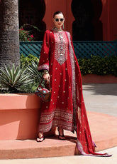 Hemline Nuvera By Mushq Embroidered Raw Silk 3 Piece Unstitched Suit MQ26HLNRS D-109 AGATHA