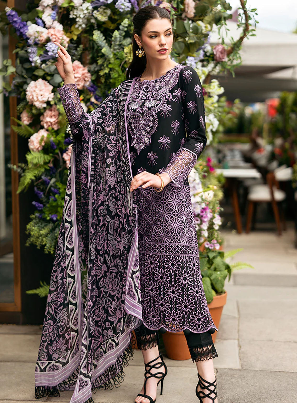 Hemline Odyssey By Mushq Embroidered Lawn 3 Piece Unstitched Suit MQ24H LUXE LACE Hemline Odyssey By Mushq Embroidered Lawn 3 Piece Unstitched Suit MQ24H LUXE LACE