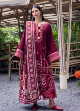 Hemline Symphony By Mushq Embroidered Karandi 3 Piece Unstitched Suit MQ25HLSK D-03 EMERALD GLIMMER