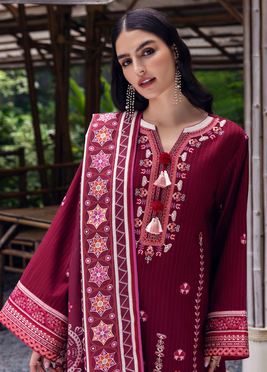 Hemline Symphony By Mushq Embroidered Karandi 3 Piece Unstitched Suit MQ25HLSK D-03 EMERALD GLIMMER Hemline Symphony By Mushq Embroidered Karandi 3 Piece Unstitched Suit MQ25HLSK D-03 EMERALD GLIMMER