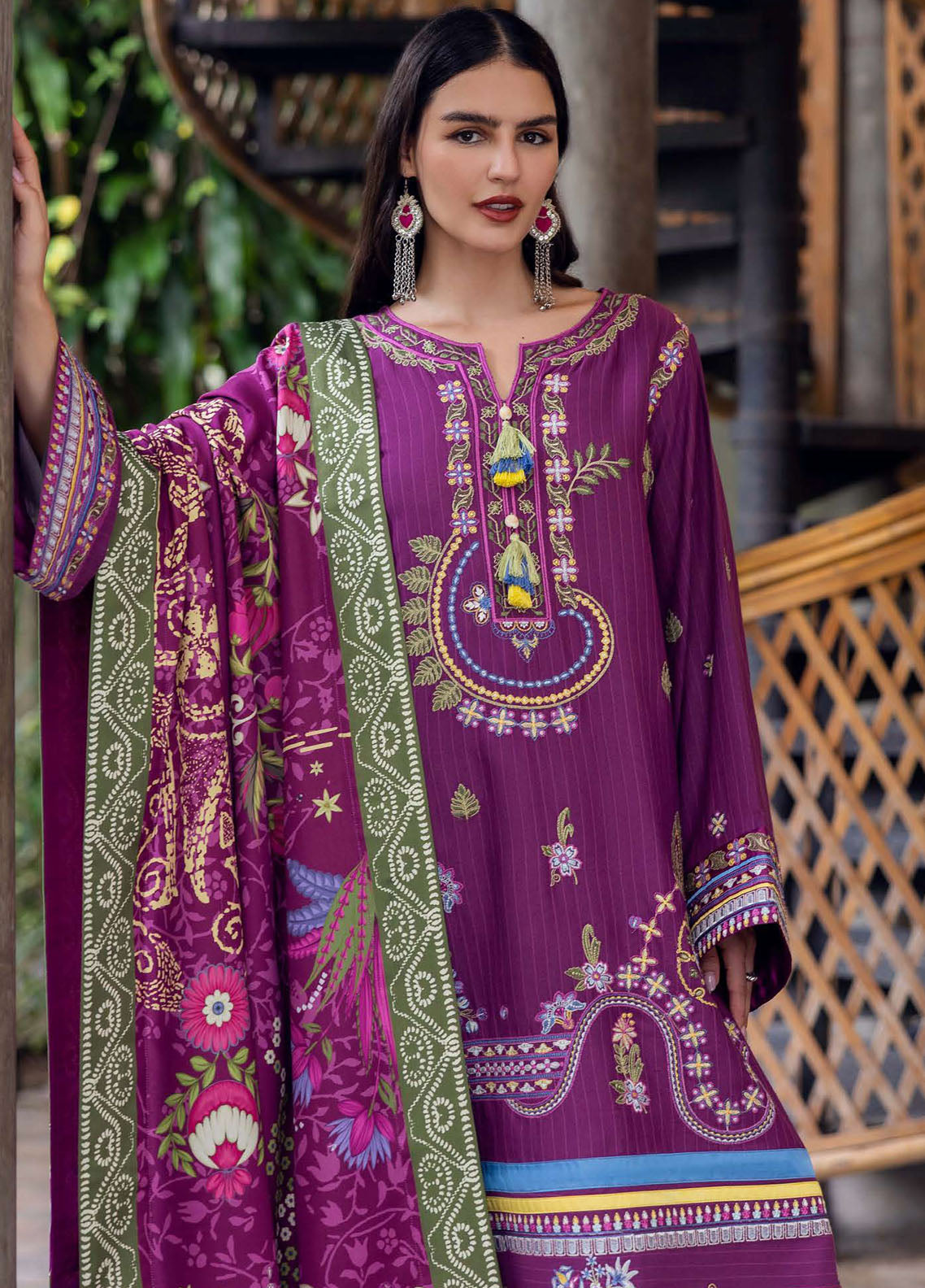 Hemline Symphony By Mushq Embroidered Karandi 3 Piece Unstitched Suit MQ25HLSK D-07 PLUM SWIRL Hemline Symphony By Mushq Embroidered Karandi 3 Piece Unstitched Suit MQ25HLSK D-07 PLUM SWIRL