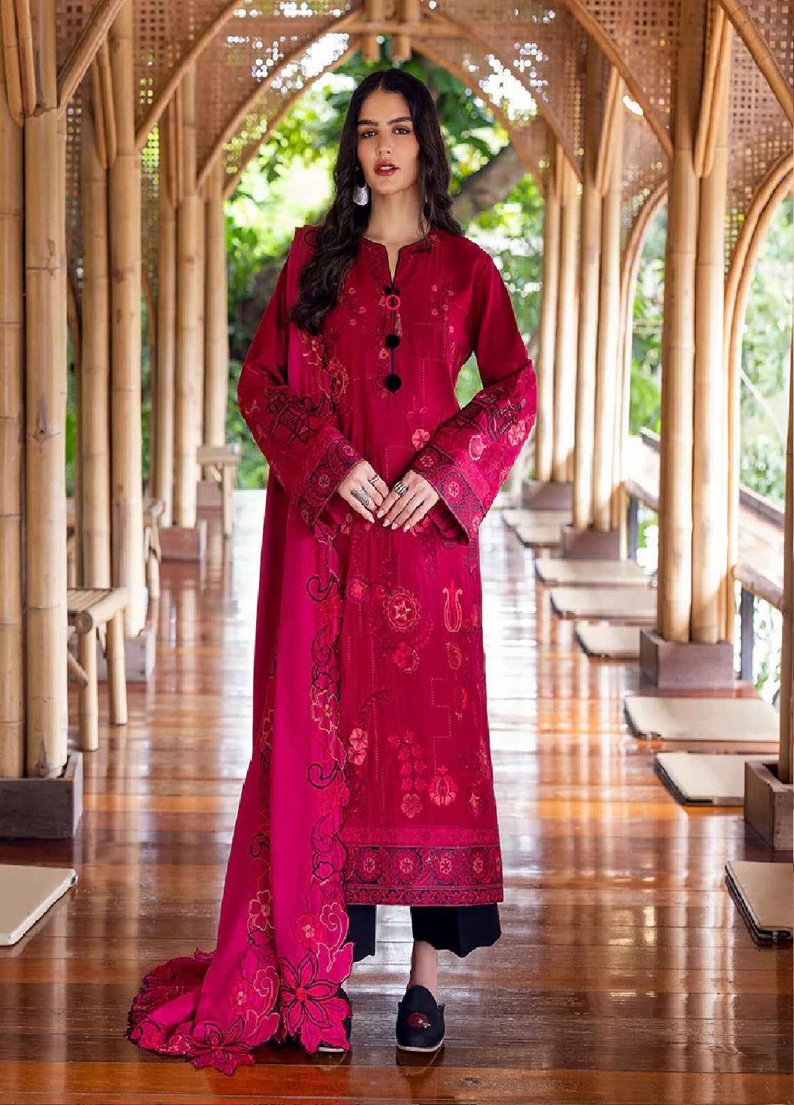 Hemline Symphony By Mushq Embroidered Karandi 3 Piece Unstitched Suit MQ25HLSK D-08 DARLING BLOOM Hemline Symphony By Mushq Embroidered Karandi 3 Piece Unstitched Suit MQ25HLSK D-08 DARLING BLOOM