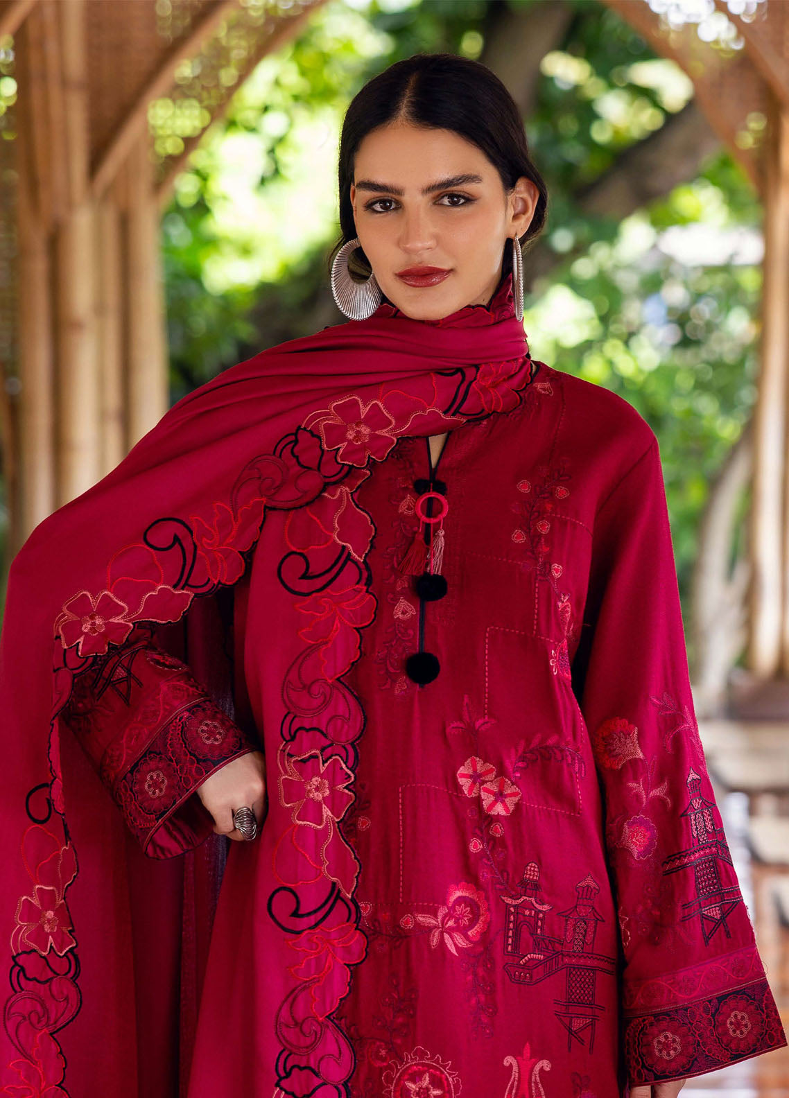 Hemline Symphony By Mushq Embroidered Karandi 3 Piece Unstitched Suit MQ25HLSK D-08 DARLING BLOOM Hemline Symphony By Mushq Embroidered Karandi 3 Piece Unstitched Suit MQ25HLSK D-08 DARLING BLOOM