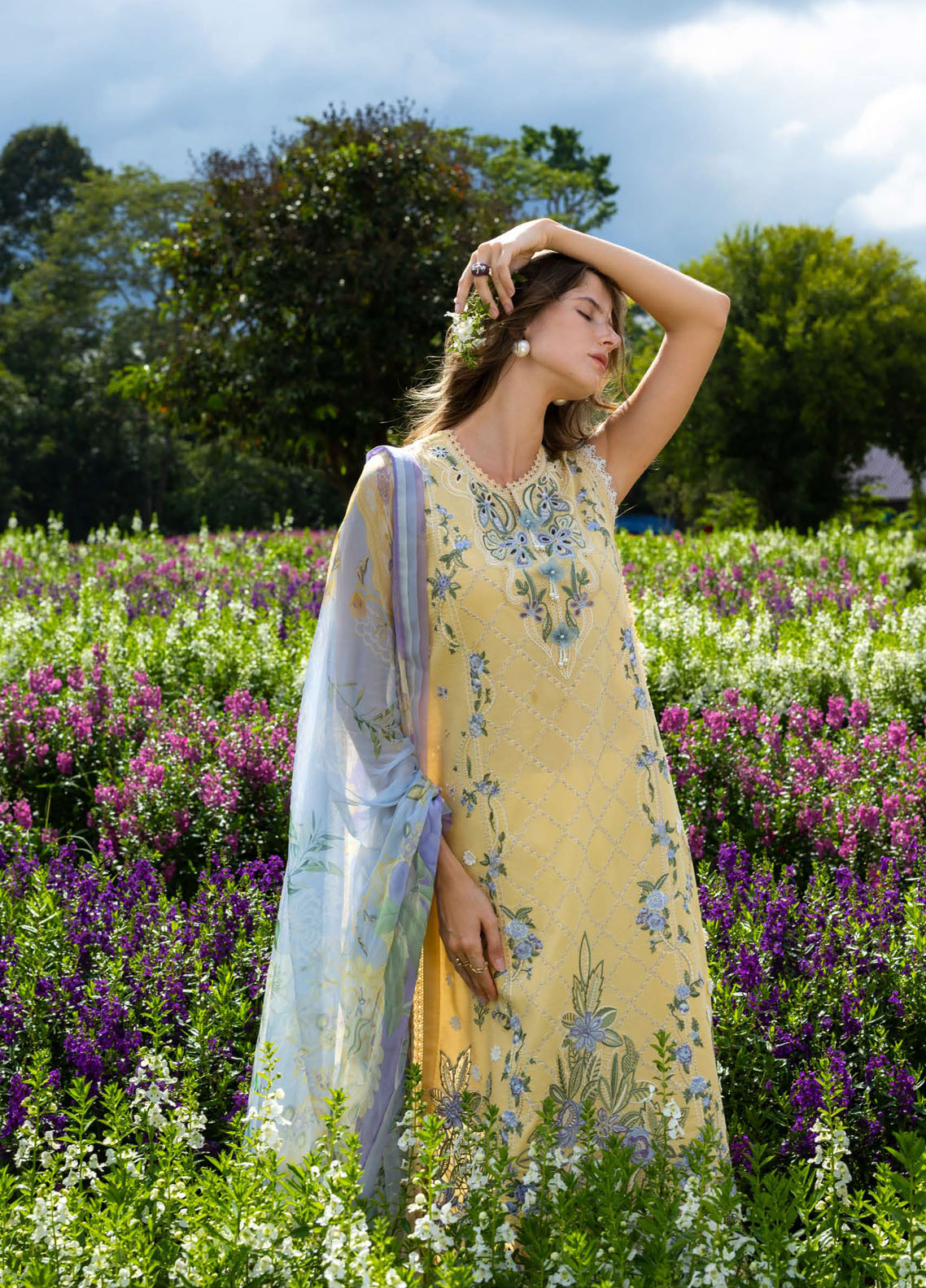 Hemline The Secret Garden By Mushq Embroidered Lawn 3 Piece Unstitched Suit MQ26HLTSG D-13A SUNLIT MEADOW Hemline The Secret Garden By Mushq Embroidered Lawn 3 Piece Unstitched Suit MQ26HLTSG D-13A SUNLIT MEADOW