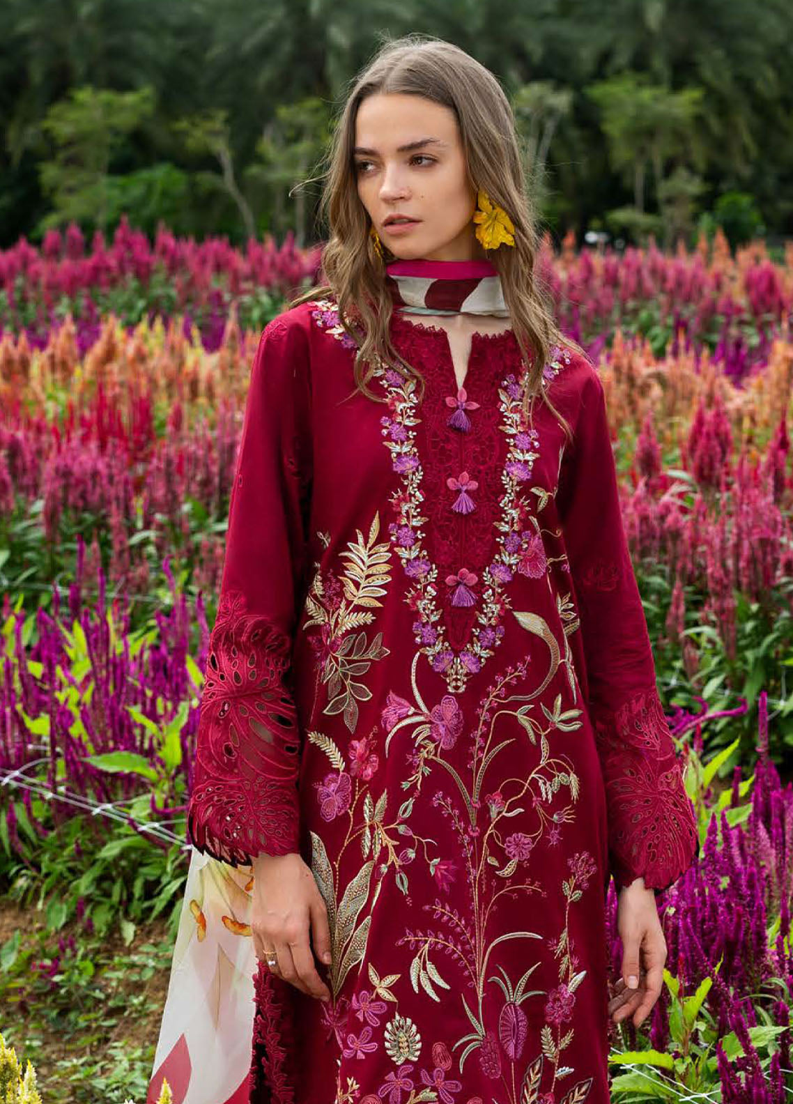 Hemline The Secret Garden By Mushq Embroidered Lawn 3 Piece Unstitched Suit MQ26HLTSG D-14B AURORA PETALS Hemline The Secret Garden By Mushq Embroidered Lawn 3 Piece Unstitched Suit MQ26HLTSG D-14B AURORA PETALS