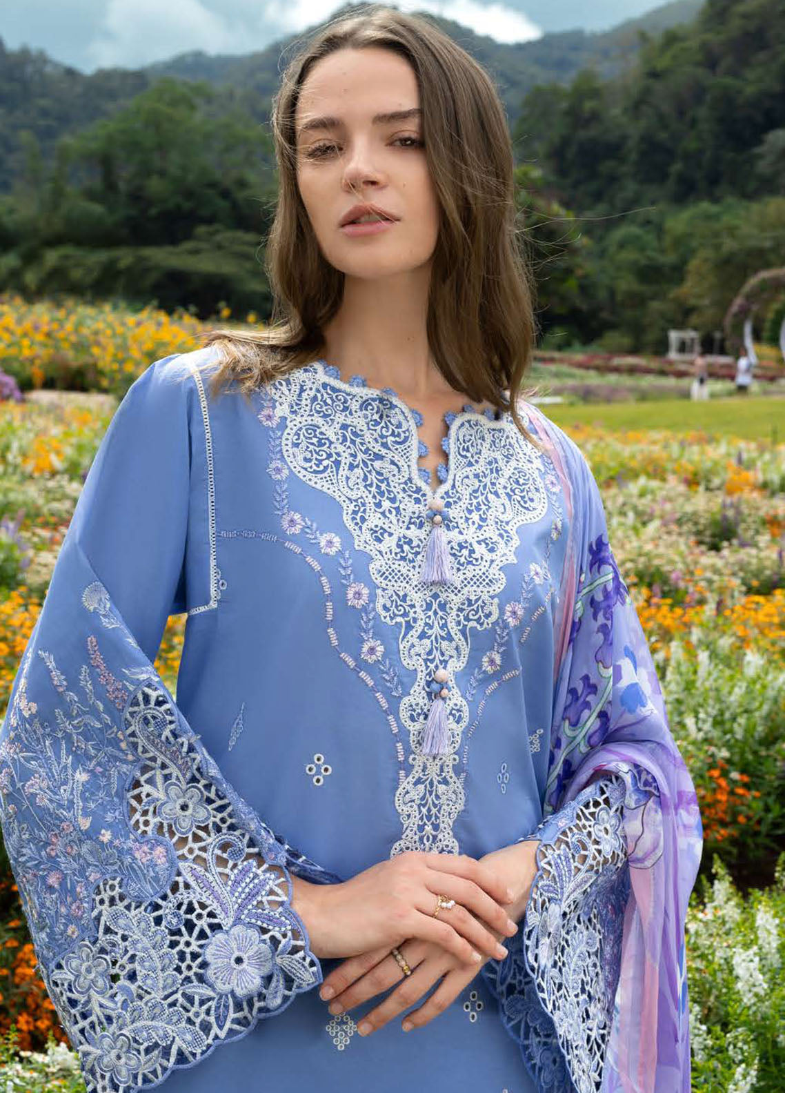 Hemline The Secret Garden By Mushq Embroidered Lawn 3 Piece Unstitched Suit MQ26HLTSG D-15A AZURE BLOOM Hemline The Secret Garden By Mushq Embroidered Lawn 3 Piece Unstitched Suit MQ26HLTSG D-15A AZURE BLOOM