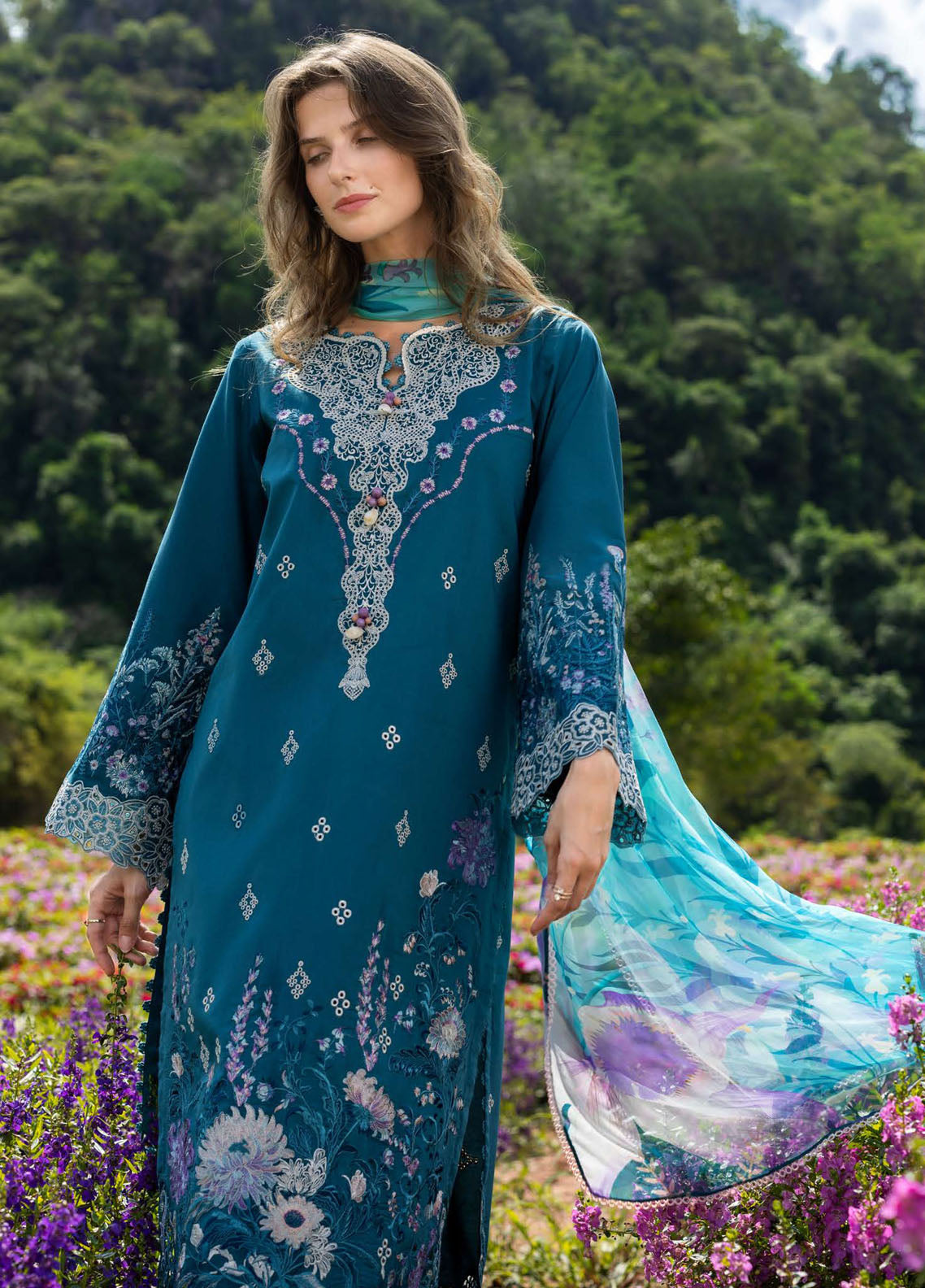 Hemline The Secret Garden By Mushq Embroidered Lawn 3 Piece Unstitched Suit MQ26HLTSG D-15B EMERALD FERN Hemline The Secret Garden By Mushq Embroidered Lawn 3 Piece Unstitched Suit MQ26HLTSG D-15B EMERALD FERN