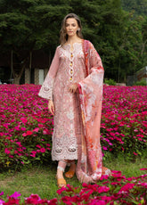 Hemline The Secret Garden By Mushq Embroidered Lawn 3 Piece Unstitched Suit MQ26HLTSG D-16A PEACH BLOSSOM