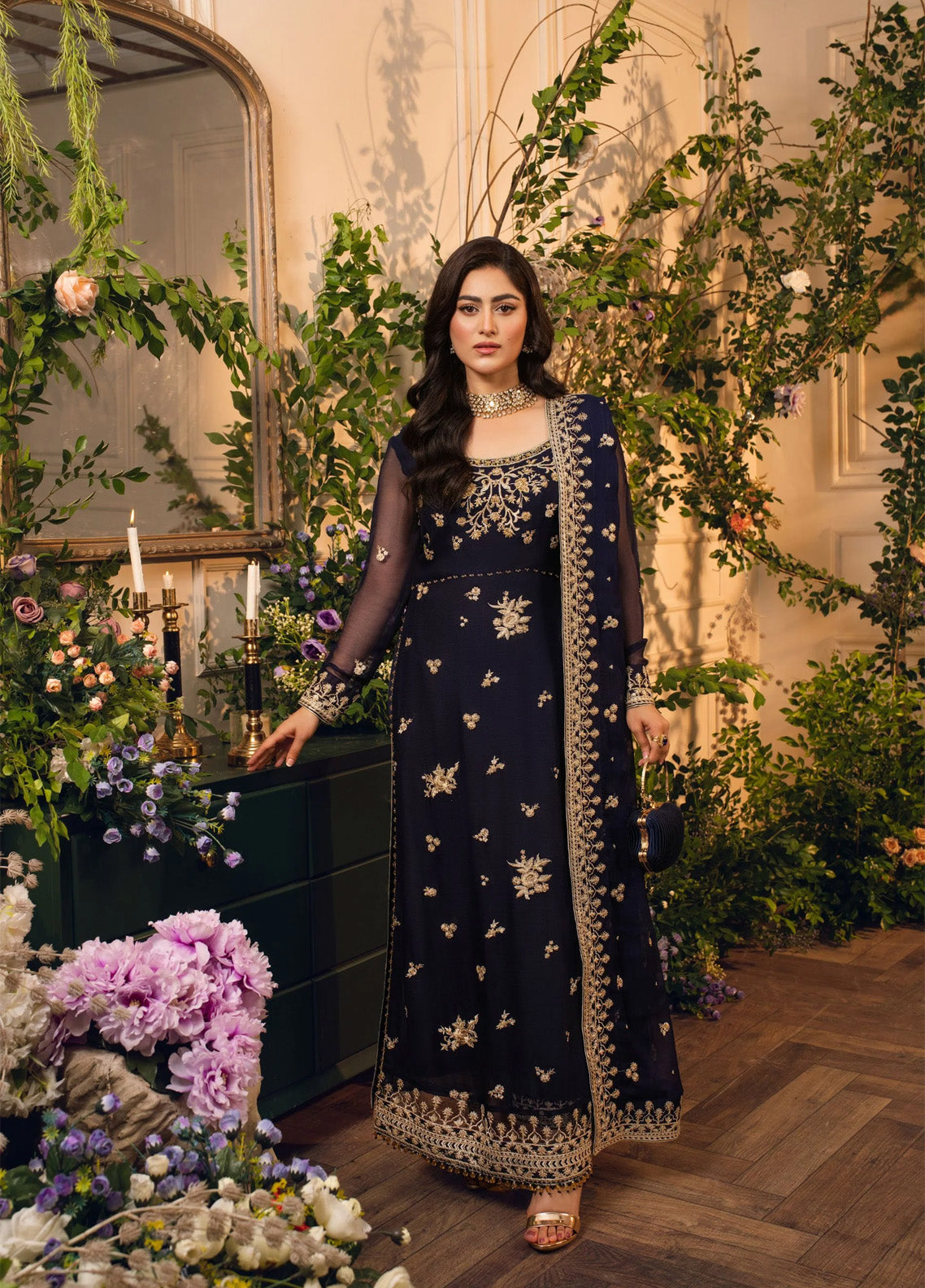 HemStitch Festive Embroidered Chiffon 3 Piece Unstitched Suit HS24FE D-03 ELLE HemStitch Festive Embroidered Chiffon 3 Piece Unstitched Suit HS24FE D-03 ELLE
