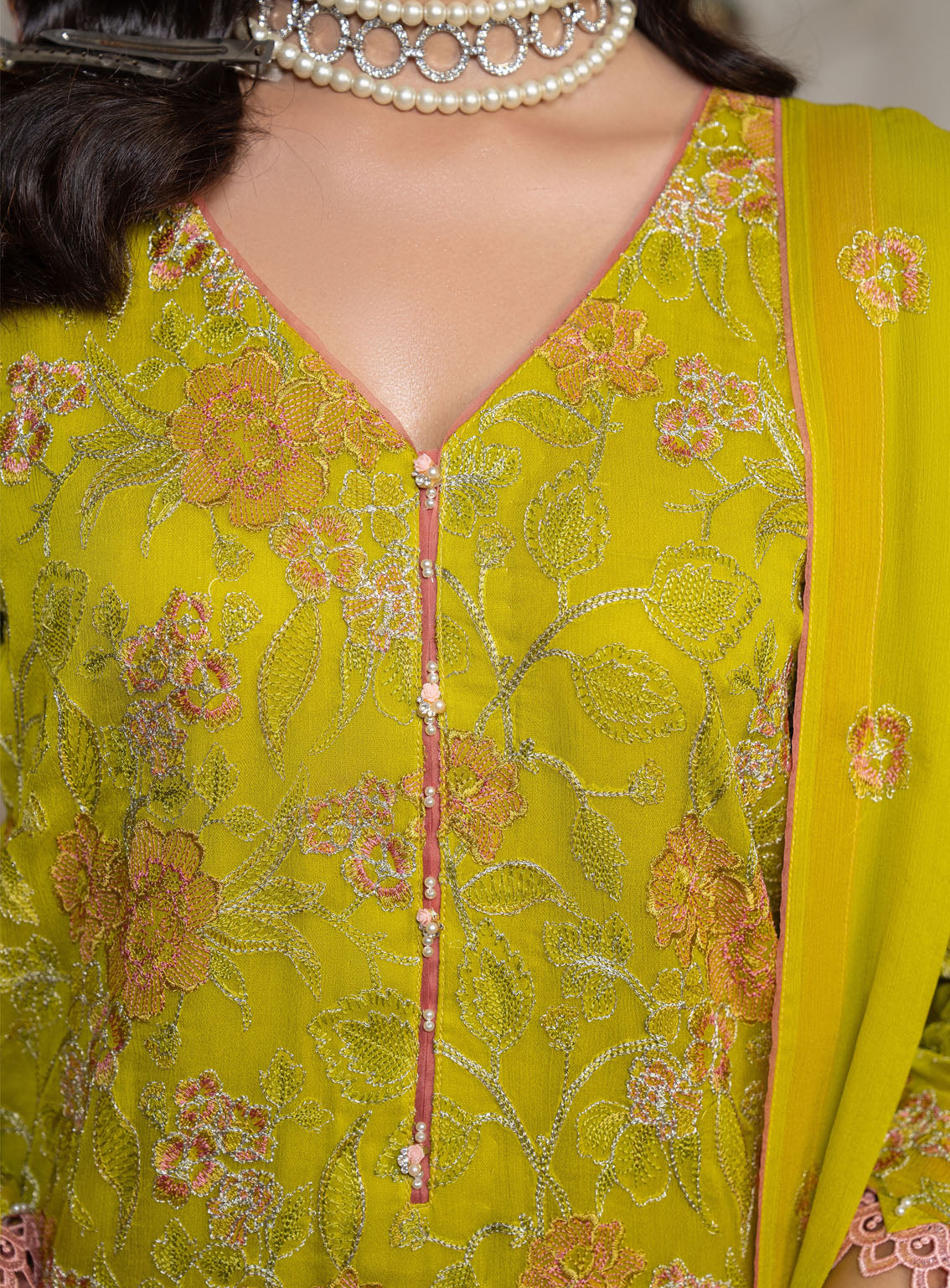 HemStitch Luxury Embroidered Chiffon 3 Piece Unstitched Suit HS4LC CLE-02-US PARROT GREEN HemStitch Luxury Embroidered Chiffon 3 Piece Unstitched Suit HS4LC CLE-02-US PARROT GREEN