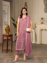 HemStitch Luxury Embroidered Chiffon 3 Piece Unstitched Suit HS4LC CLE-03-4 ZAIRA