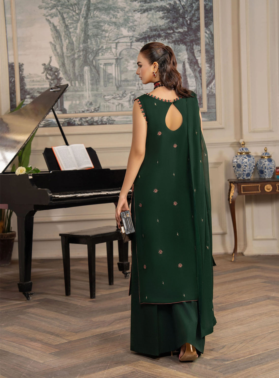 HemStitch Luxury Embroidered Chiffon 3 Piece Unstitched Suit HS4LC CLE-05-US JADE HemStitch Luxury Embroidered Chiffon 3 Piece Unstitched Suit HS4LC CLE-05-US JADE