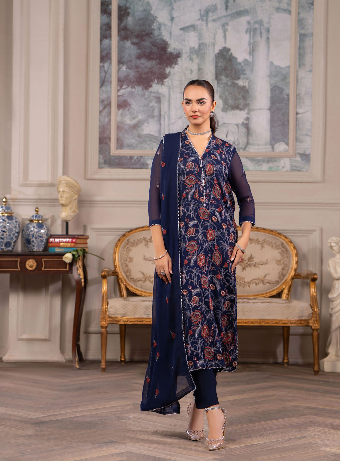 HemStitch Luxury Embroidered Chiffon 3 Piece Unstitched Suit HS4LC CLE-06-US ELAYA HemStitch Luxury Embroidered Chiffon 3 Piece Unstitched Suit HS4LC CLE-06-US ELAYA