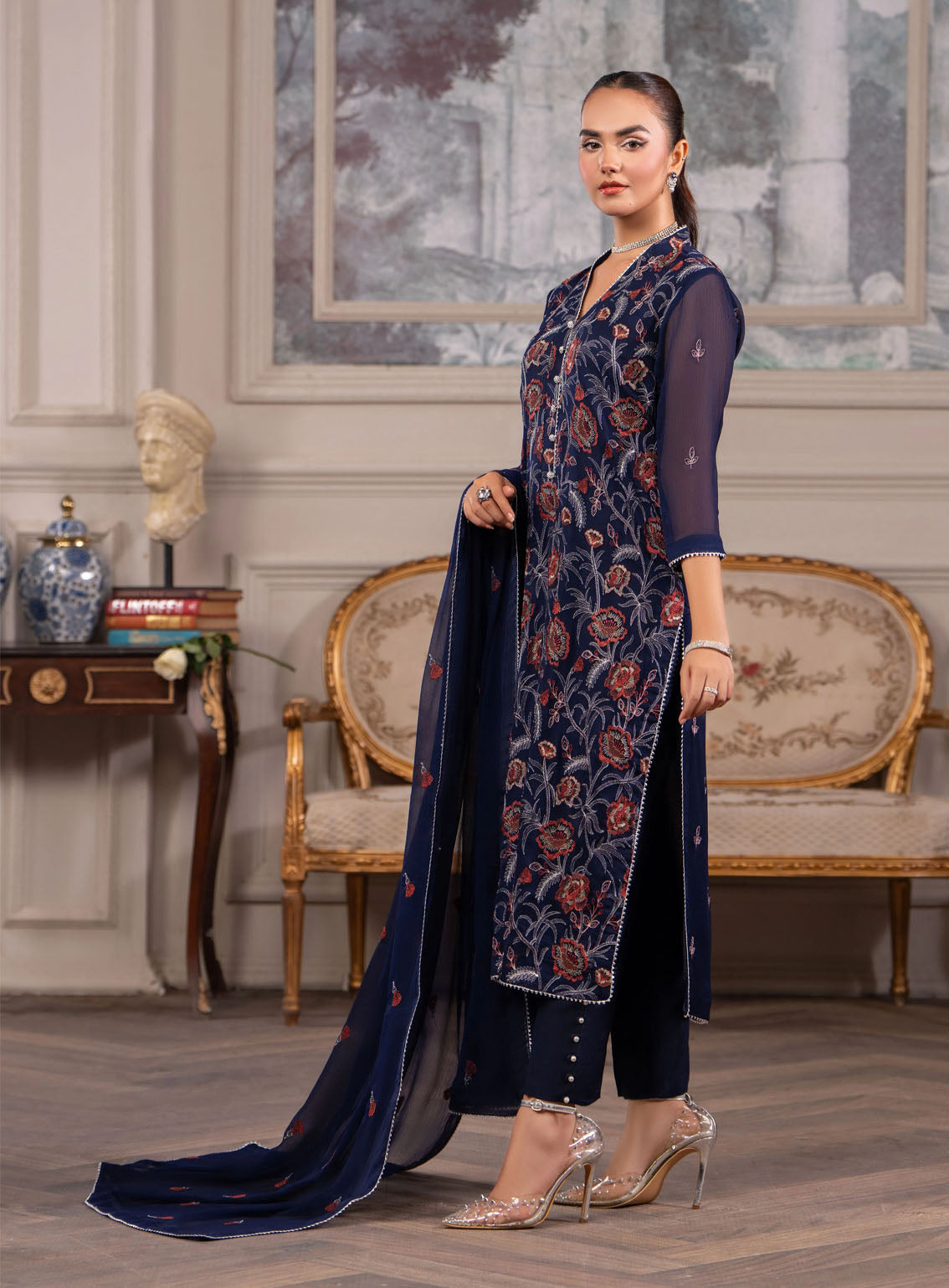 HemStitch Luxury Embroidered Chiffon 3 Piece Unstitched Suit HS4LC CLE-06-US ELAYA HemStitch Luxury Embroidered Chiffon 3 Piece Unstitched Suit HS4LC CLE-06-US ELAYA