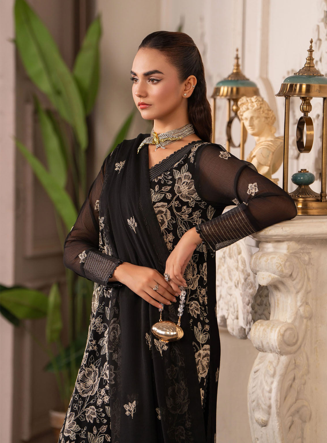HemStitch Luxury Embroidered Chiffon 3 Piece Unstitched Suit HS4LC CLE-07-US LEIA HemStitch Luxury Embroidered Chiffon 3 Piece Unstitched Suit HS4LC CLE-07-US LEIA
