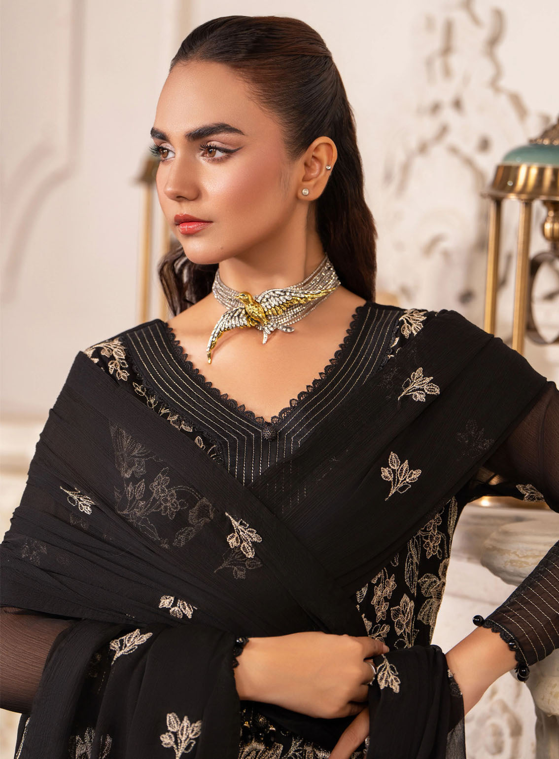 HemStitch Luxury Embroidered Chiffon 3 Piece Unstitched Suit HS4LC CLE-07-US LEIA HemStitch Luxury Embroidered Chiffon 3 Piece Unstitched Suit HS4LC CLE-07-US LEIA