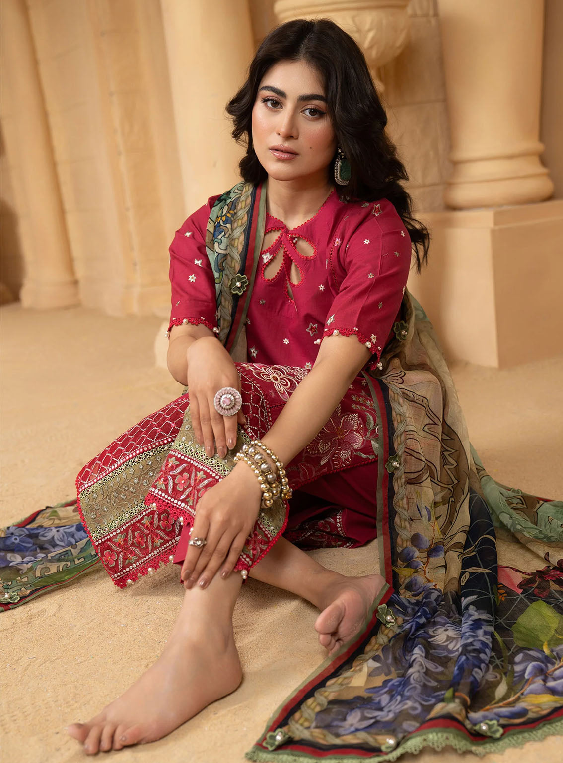 HemStitch Luxury Embroidered Lawn 3 Piece Unstitched Suit HS24LL D-02 CHERRY HemStitch Luxury Embroidered Lawn 3 Piece Unstitched Suit HS24LL D-02 CHERRY