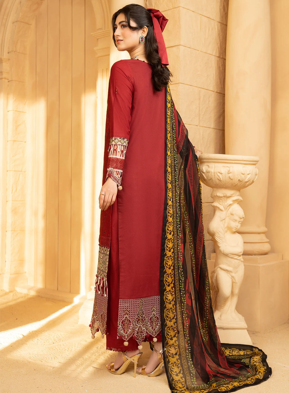 HemStitch Luxury Embroidered Lawn 3 Piece Unstitched Suit HS24LL D-02 CHERRY HemStitch Luxury Embroidered Lawn 3 Piece Unstitched Suit HS24LL D-02 CHERRY