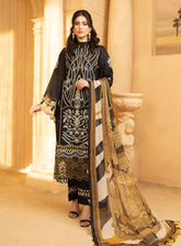 HemStitch Luxury Embroidered Lawn 3 Piece Unstitched Suit HS24LL D-03 COCOA