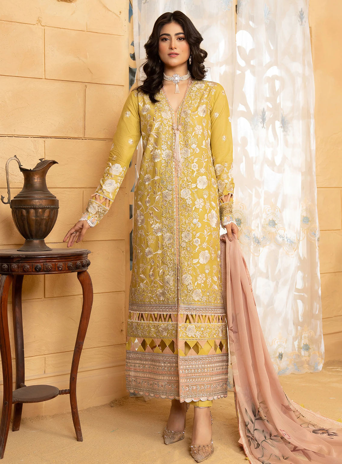 HemStitch Luxury Embroidered Lawn 3 Piece Unstitched Suit HS24LL D-05 LIME HemStitch Luxury Embroidered Lawn 3 Piece Unstitched Suit HS24LL D-05 LIME