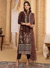 HemStitch Luxury Embroidered Lawn 3 Piece Unstitched Suit HS24LL D-06 MULBERRY