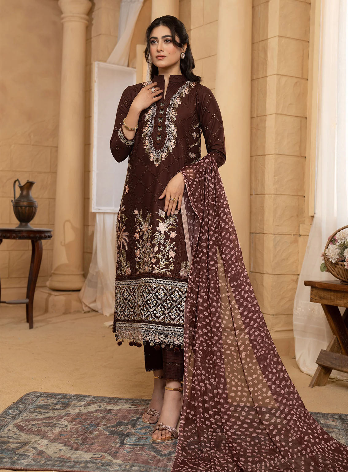 HemStitch Luxury Embroidered Lawn 3 Piece Unstitched Suit HS24LL D-06 MULBERRY HemStitch Luxury Embroidered Lawn 3 Piece Unstitched Suit HS24LL D-06 MULBERRY