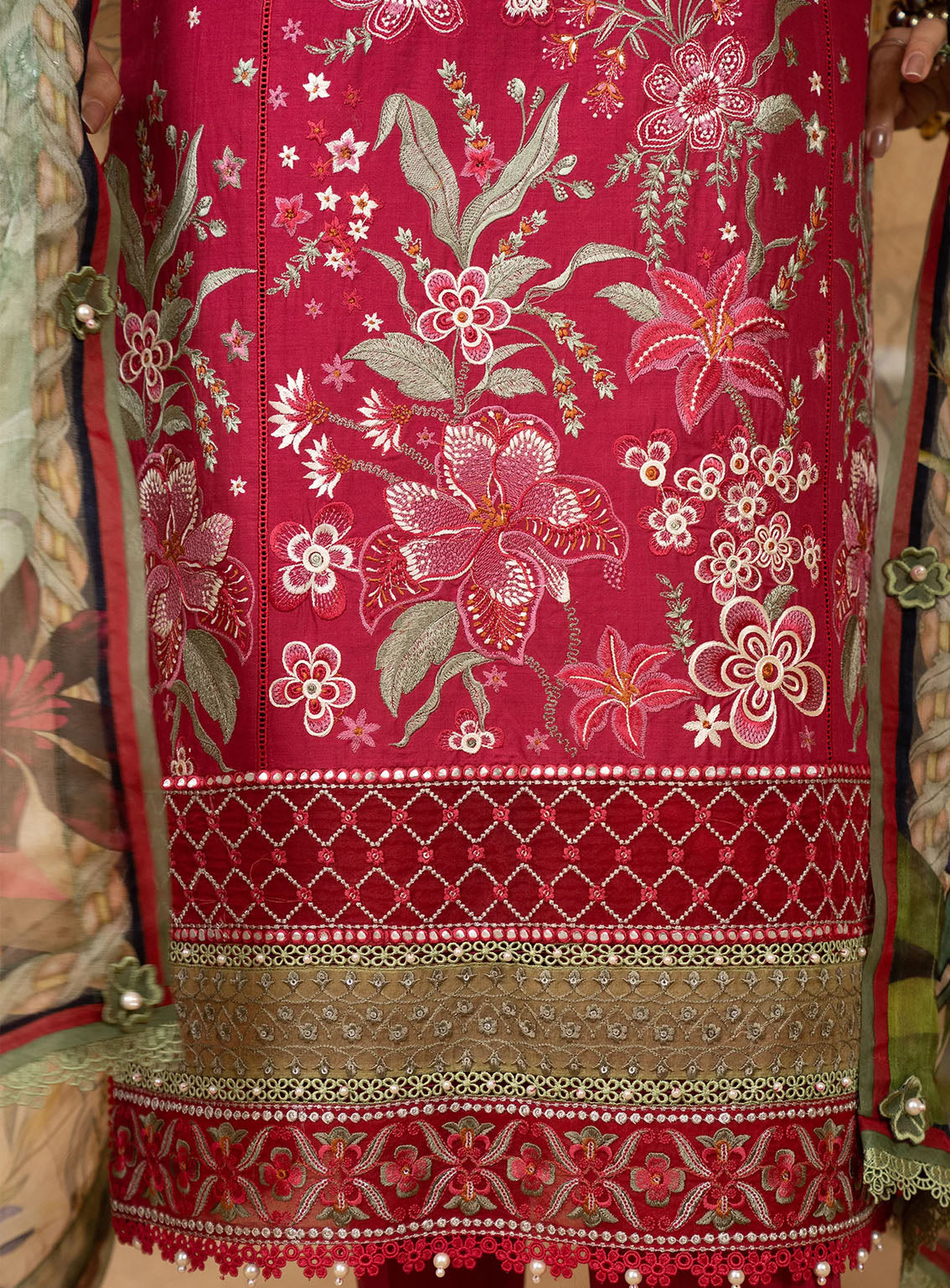 HemStitch Luxury Embroidered Lawn 3 Piece Unstitched Suit HS24LL D-08 SCARLET RED HemStitch Luxury Embroidered Lawn 3 Piece Unstitched Suit HS24LL D-08 SCARLET RED