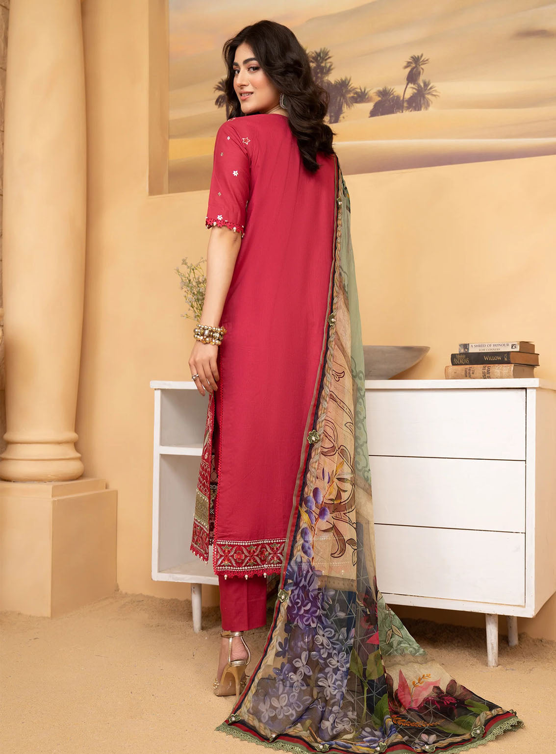 HemStitch Luxury Embroidered Lawn 3 Piece Unstitched Suit HS24LL D-08 SCARLET RED HemStitch Luxury Embroidered Lawn 3 Piece Unstitched Suit HS24LL D-08 SCARLET RED