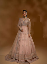 HemStitch Wedding Festive Embroidered Net 3 Piece Unstitched Suit HS24W WDU-04 ROSE