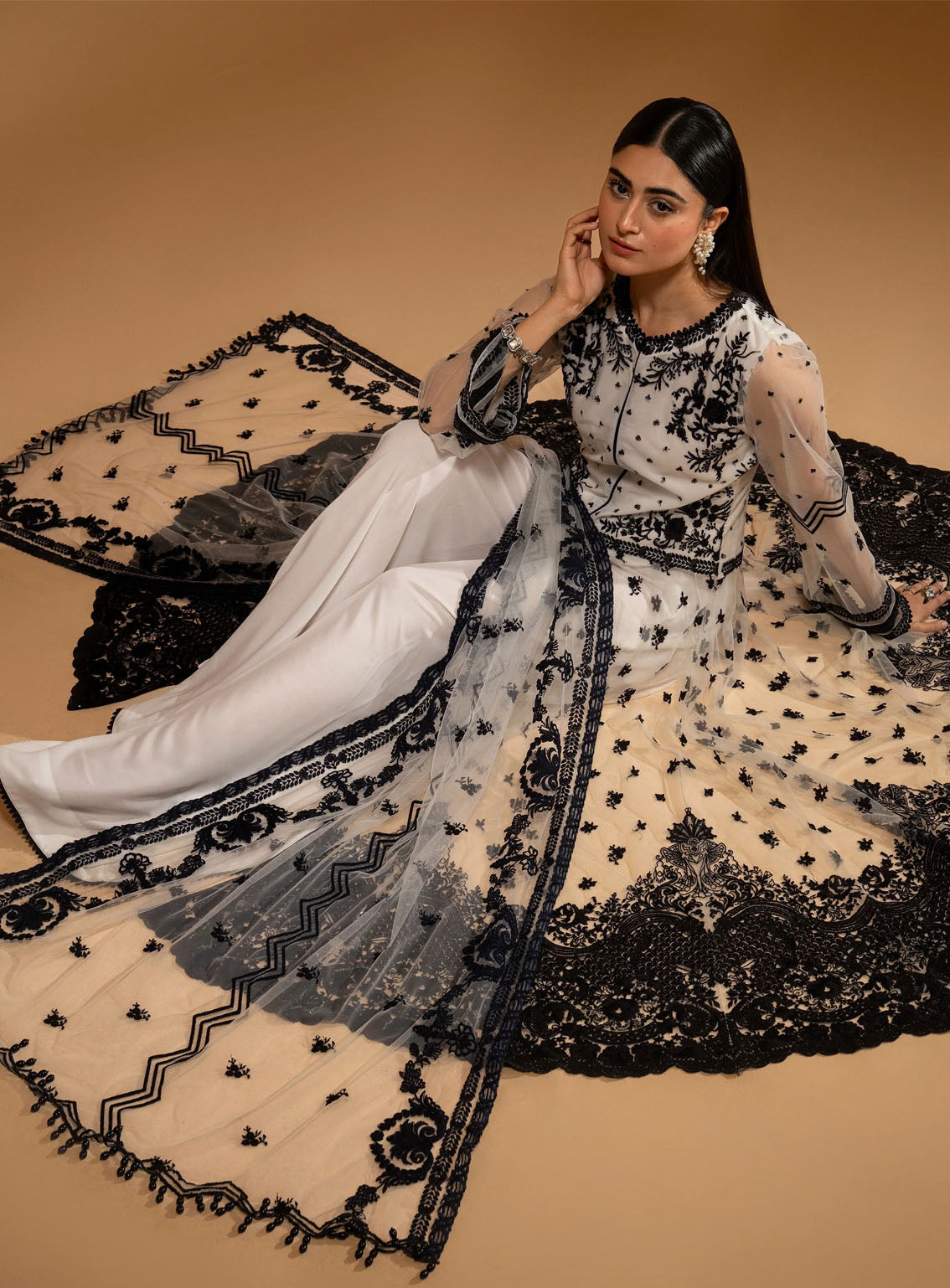 HemStitch Wedding Festive Embroidered Net 3 Piece Unstitched Suit HS24W WDU-06 RAINA HemStitch Wedding Festive Embroidered Net 3 Piece Unstitched Suit HS24W WDU-06 RAINA