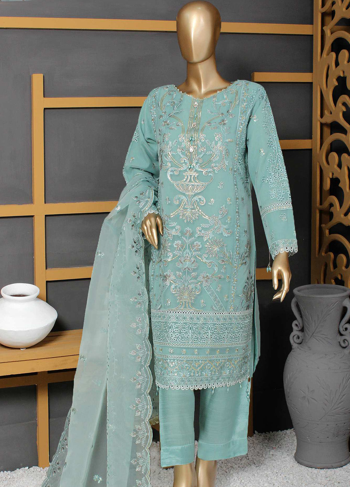 Husnkari By Romosh Embroidered Organza 3 Piece Stitched Suit RNPC25HK D-175 HEAVENLY GLOW (GS) Husnkari By Romosh Embroidered Organza 3 Piece Stitched Suit RNPC25HK D-175 HEAVENLY GLOW (GS)