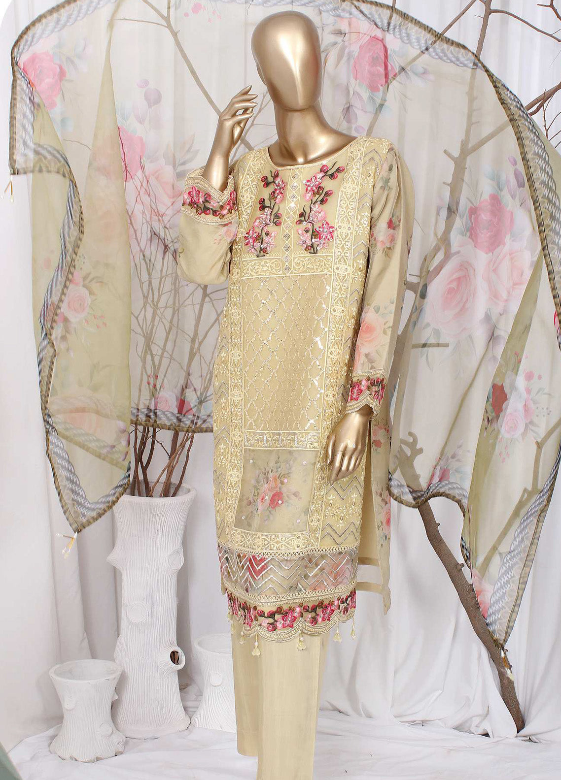 Husnkari By Romosh Embroidered Organza 3 Piece Stitched Suit RNPC25HK D-185 BLOSSOM ATTIRE (YL) Husnkari By Romosh Embroidered Organza 3 Piece Stitched Suit RNPC25HK D-185 BLOSSOM ATTIRE (YL)