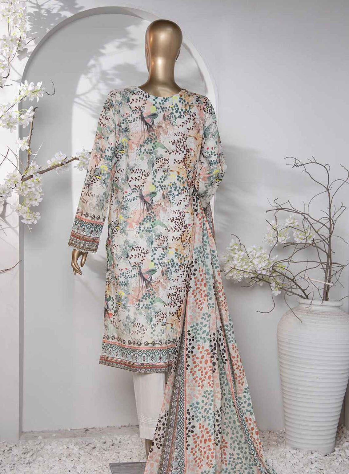 HZ Premium Dhagakari Embroidered Lawn 3 Piece Unstitched Suit HZ24PD D-802 HZ Premium Dhagakari Embroidered Lawn 3 Piece Unstitched Suit HZ24PD D-802
