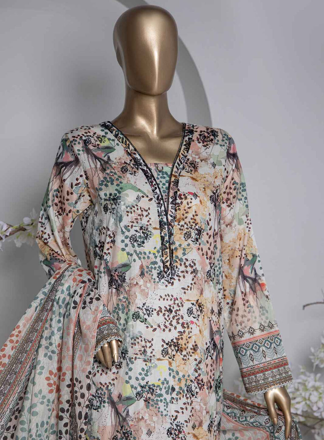 HZ Premium Dhagakari Embroidered Lawn 3 Piece Unstitched Suit HZ24PD D-802 HZ Premium Dhagakari Embroidered Lawn 3 Piece Unstitched Suit HZ24PD D-802